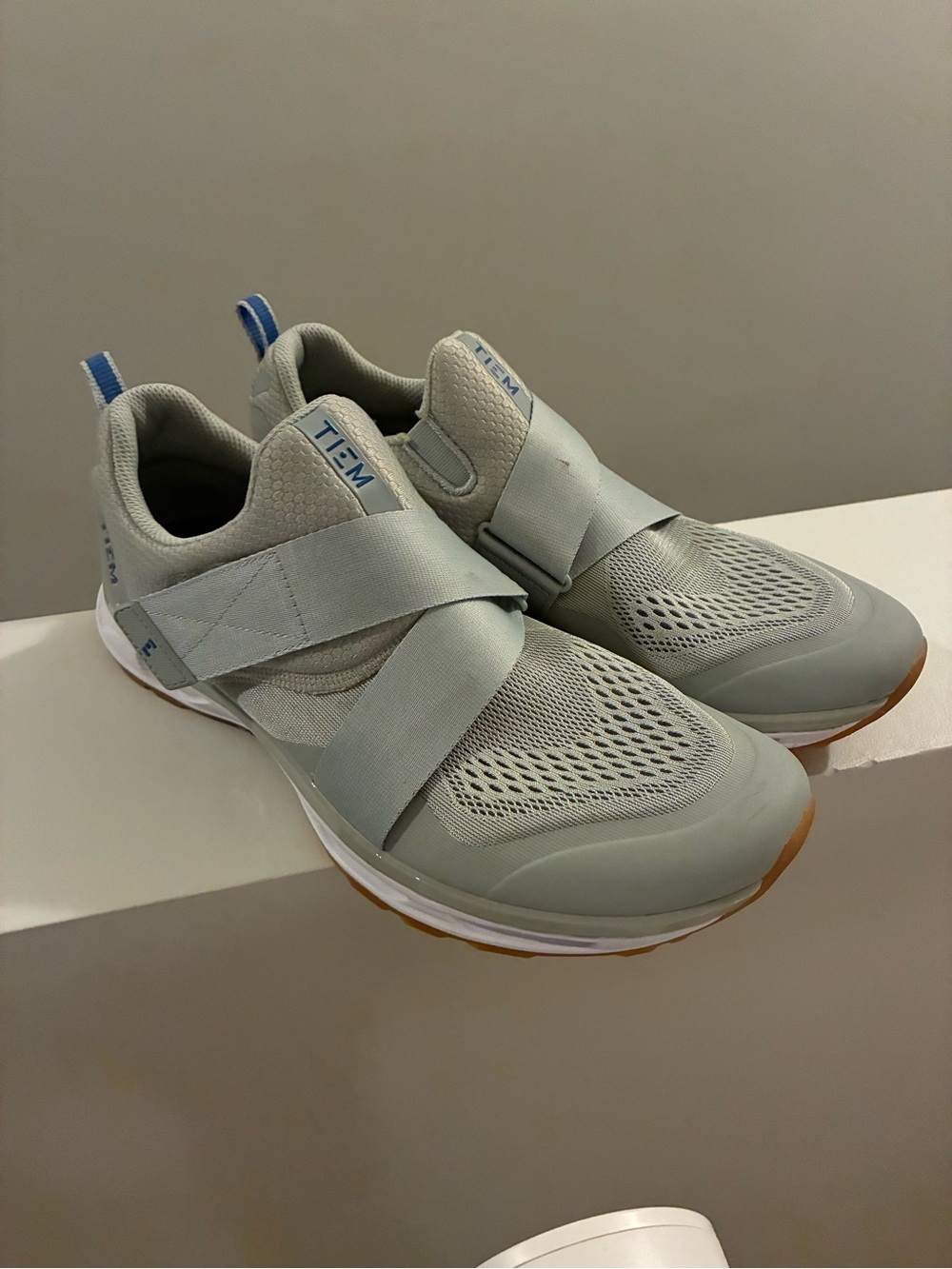 TIEM Men’s Slipstream Cycling Shoes US 11.5 Gray Blue SPD Cleats